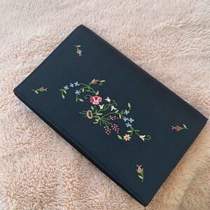 Black Clutch with Floral Embroidery